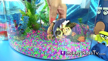 Mickey Mouse Dives in Fish Tank! Surprise Sea Eggs: Ariel SpongeBob HobbyKidsTV