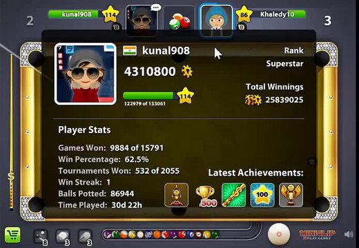 -Indirect,Multi-Rail Shot,Magic Bank Shot At 8 Ball Pool Multiplayer- shots created by kunal90