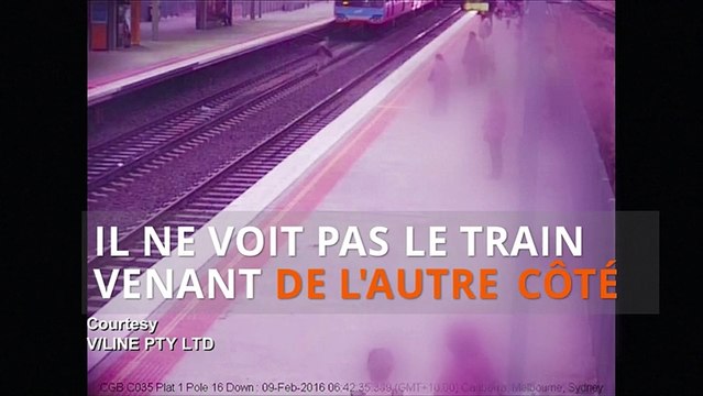 Un usager inconscient traverse les voies juste avant l'arrivée d'un train