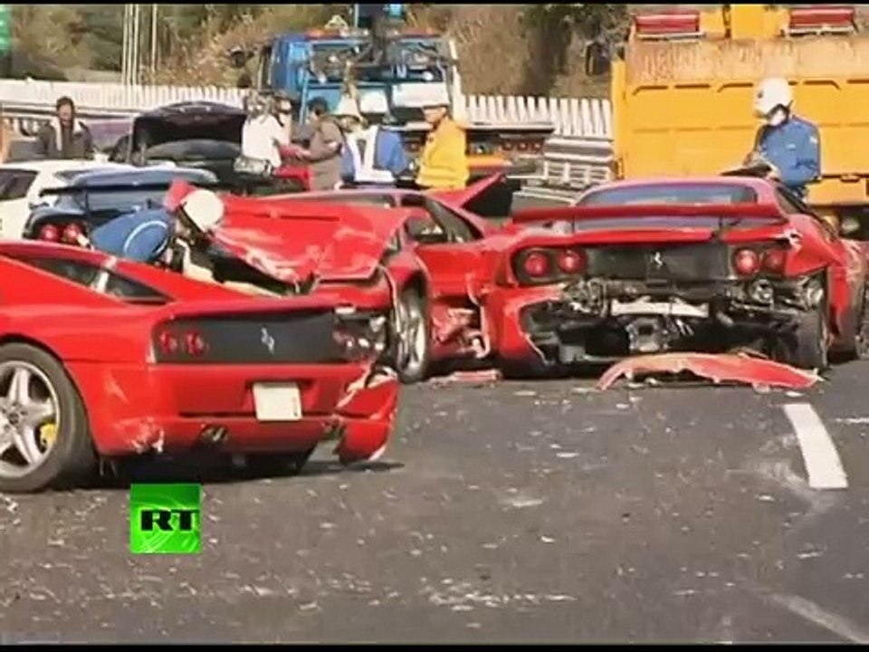 Ferrari Graveyard: Video of 14 supercar pile up in Japan