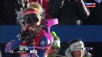 Биатлон. Антхольц. Буря на стрельбе в женской эстафете. 25.01.2015