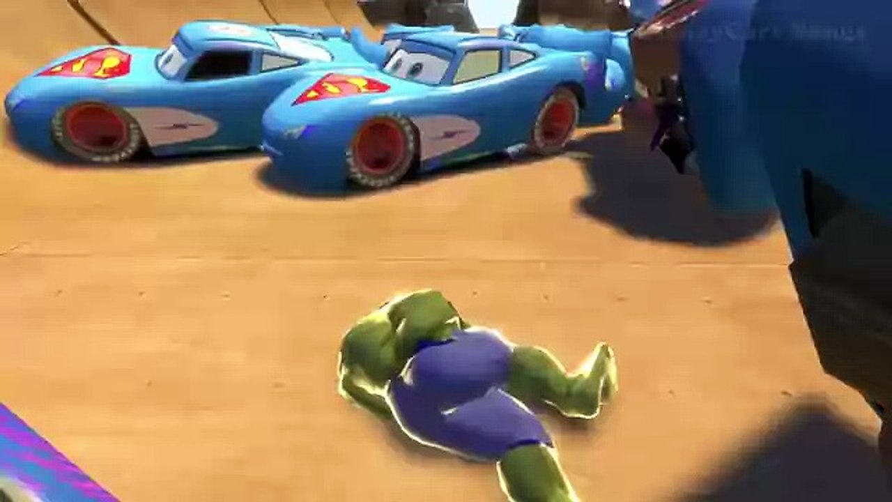 Lightning McQueen Cars! Hulk Smash Fun Cars Blue Colors Custom Nursery Rhymes!