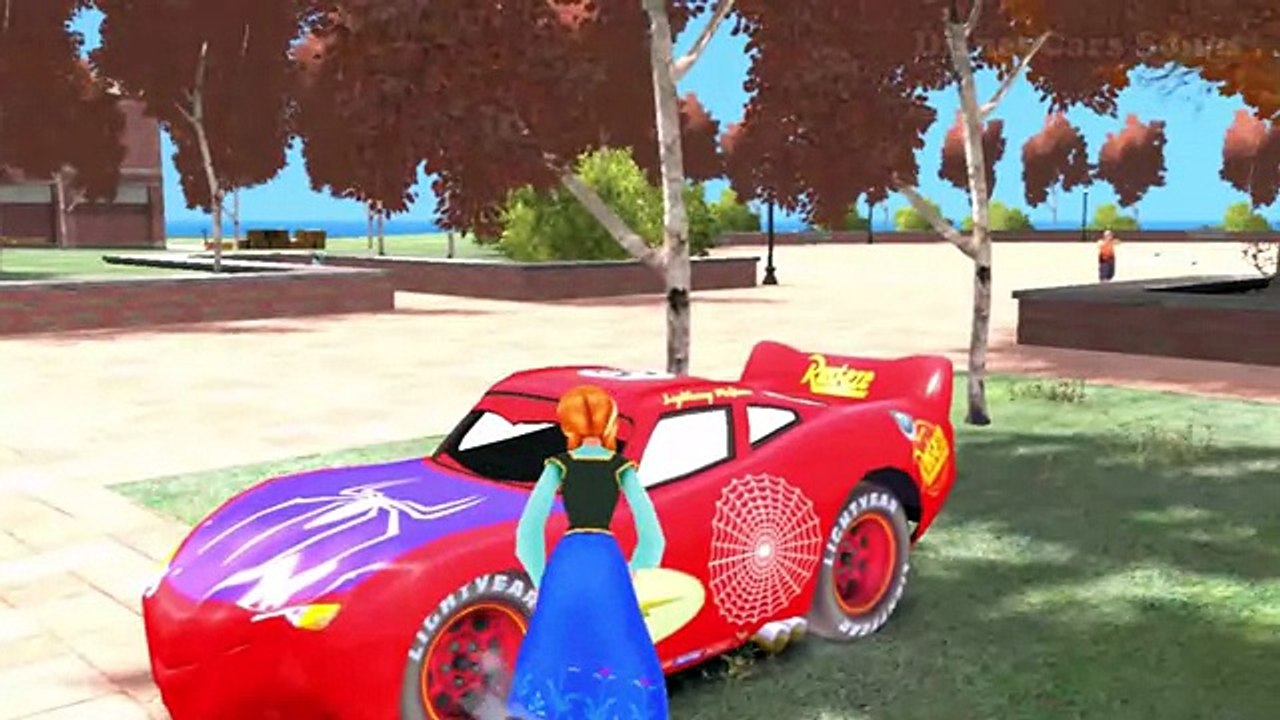 Princess Anna Frozen playing with a Spiderman Lightning McQueen Cars! Rhymes for Children