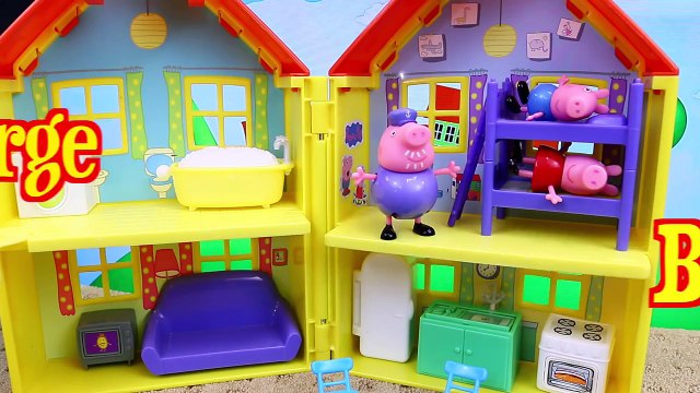 Peppa Pig & George Pig FIGHT Pirate Candy Cat on Pirate Ship Construction Set Peppa Legos Mega Bloks