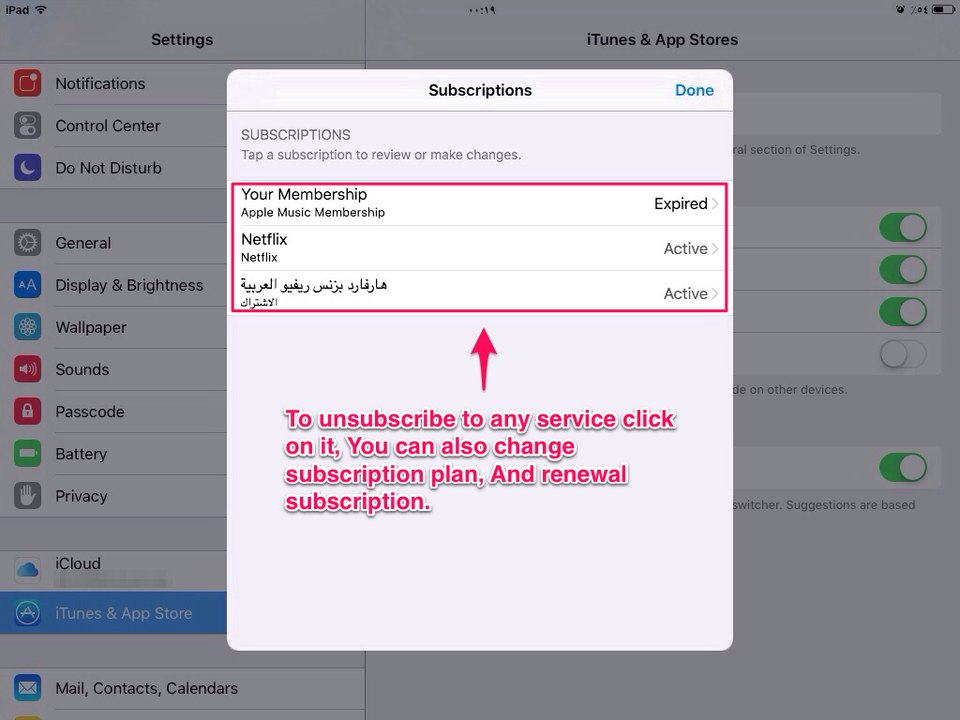 How to unsubscribe services on iOS?