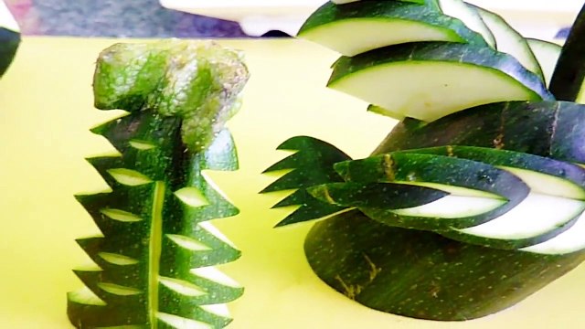 Art In Zucchini Duck _ Bird Swan Carving - Fruit Vegetable Carving Garnish _ Sushi Garnish