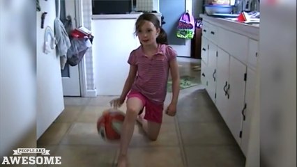 8 year old girl is incredible at dribbling basketballs!