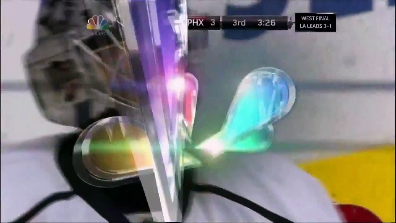 Boedker knocks Fraser into bench. Los Angeles Kings vs Phoenix Coyotes Game 5 52212 NHL Hockey