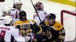 Braden Holtby save on Brad Marchand. Washington Capitals vs Boston Bruins 41412 NHL Hockey