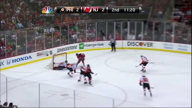 Ilya Bryzgalov stops Parise on goal line. Philadelphia Flyers vs NJ Devils Game 4 5612 NHL Hockey