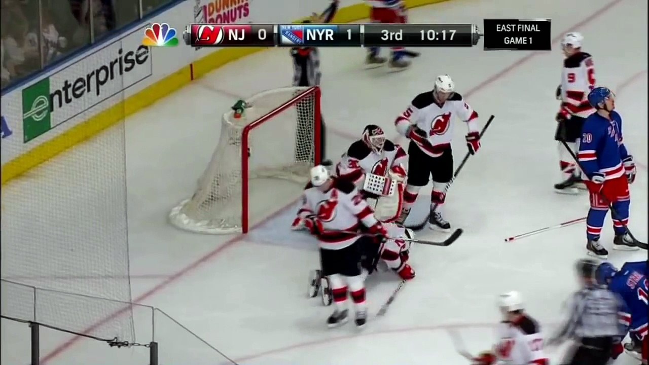 Marty Brodeur robs Marc Staal. New Jersey Devils vs NY Rangers Game 1 51412 NHL Hockey