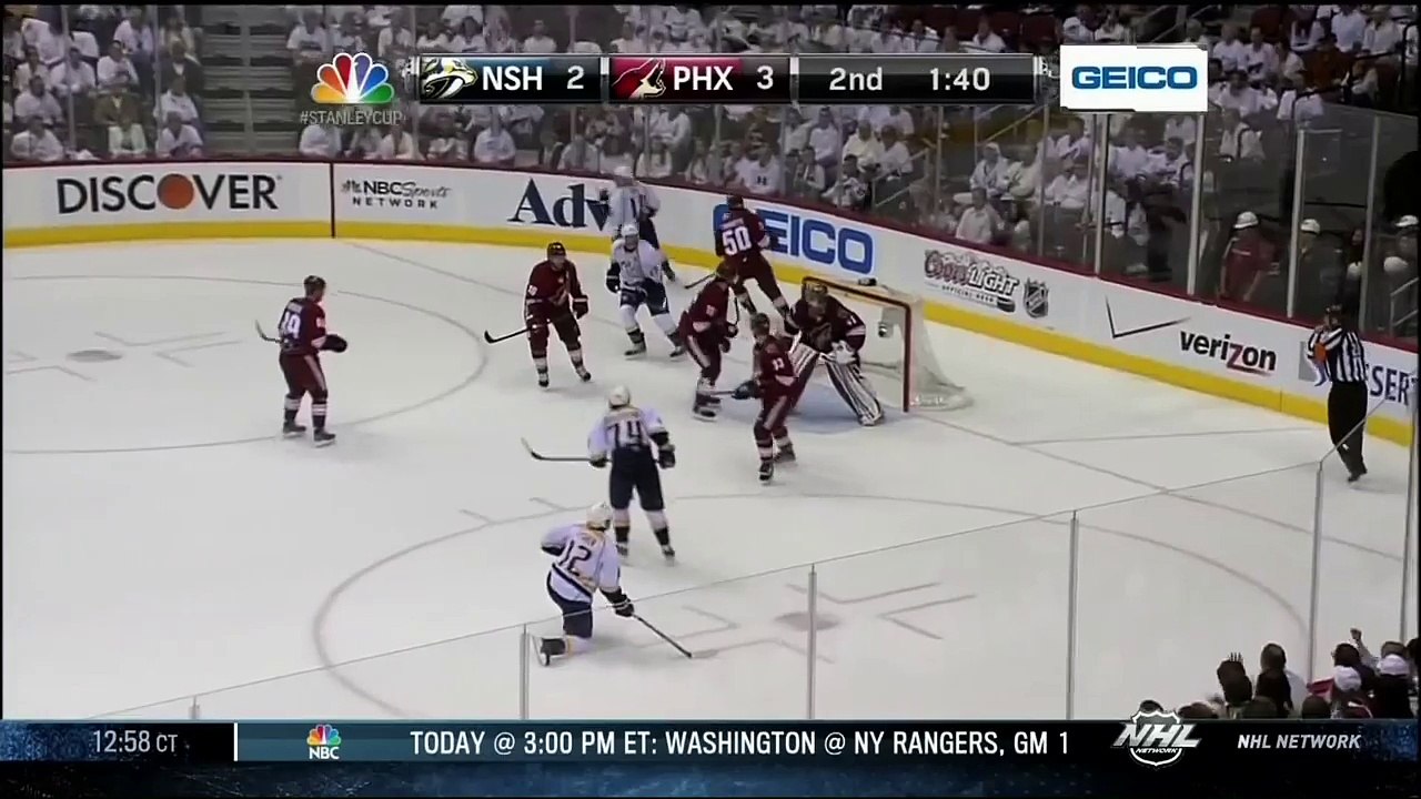 Mike Smith robs Martin Erat. Nashville Predators vs Phoenix Coyotes Game 1 42712 NHL Hockey