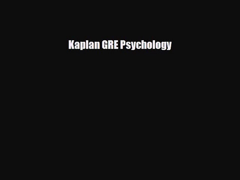 PDF Kaplan GRE Psychology PDF Book Free