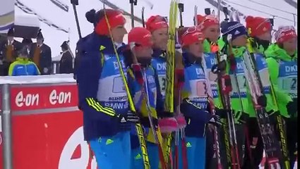 Биатлон 2015-2016. Рупольдинг. 17.01.2016. Церемония награждения. Женщины. Цветочная церемония