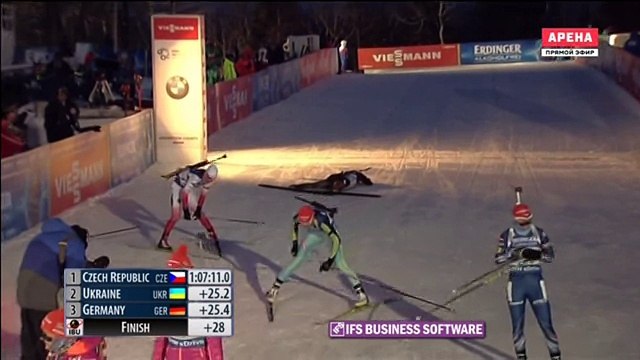 Биатлон 2016. Кубок мира. 13.02.2016 Финиш Сборной Украины. Эстафета. Женщины