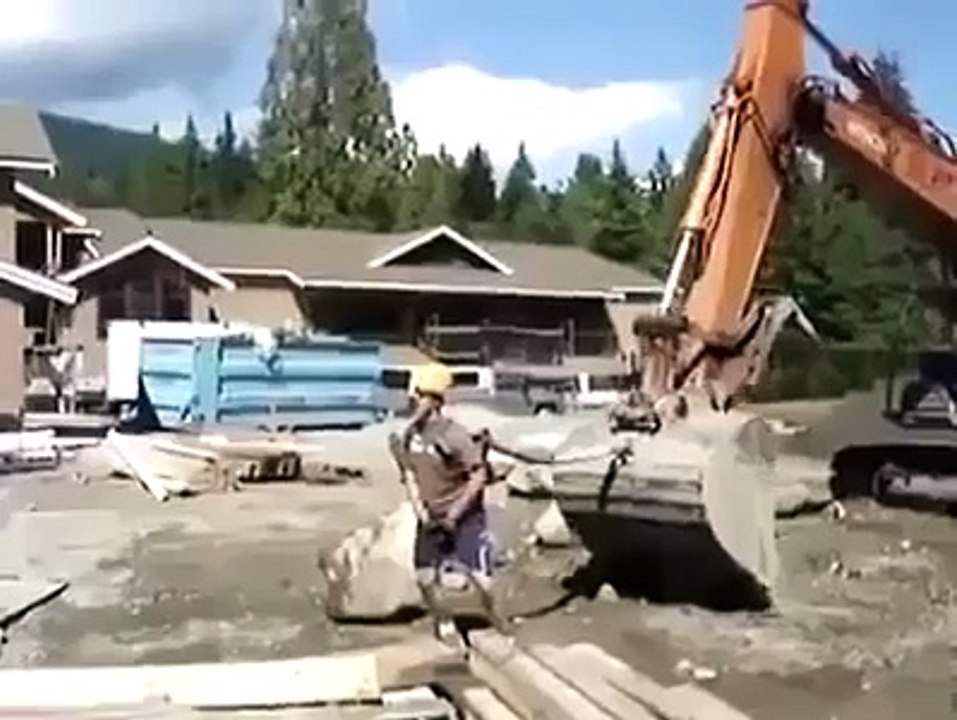 Guy decided to have some fun with the excavator  Funny Videos 2015