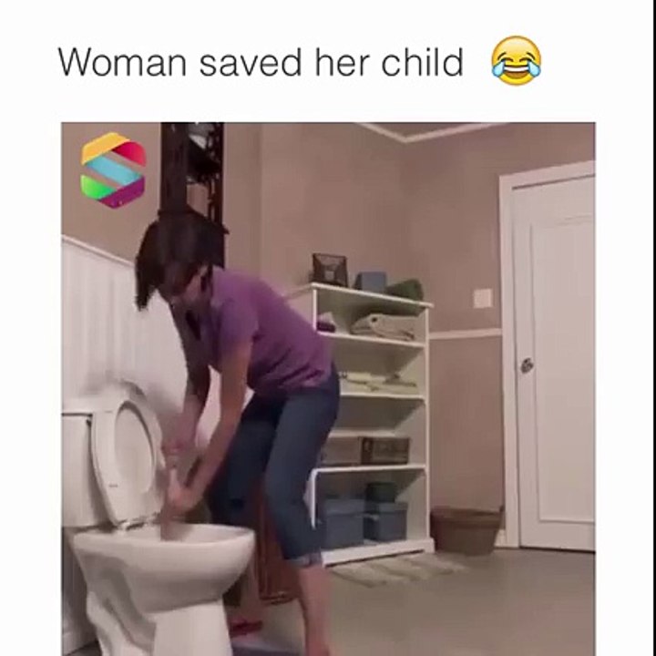The women saved her child to get flushed.