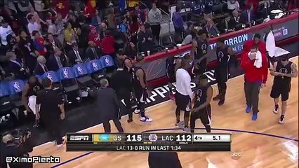 Dramatic Finish in LA - Warriors vs Clippers - February 20, 2016 - NBA 2015-16 Season