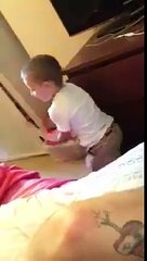 naughty baby spreading fun in the room