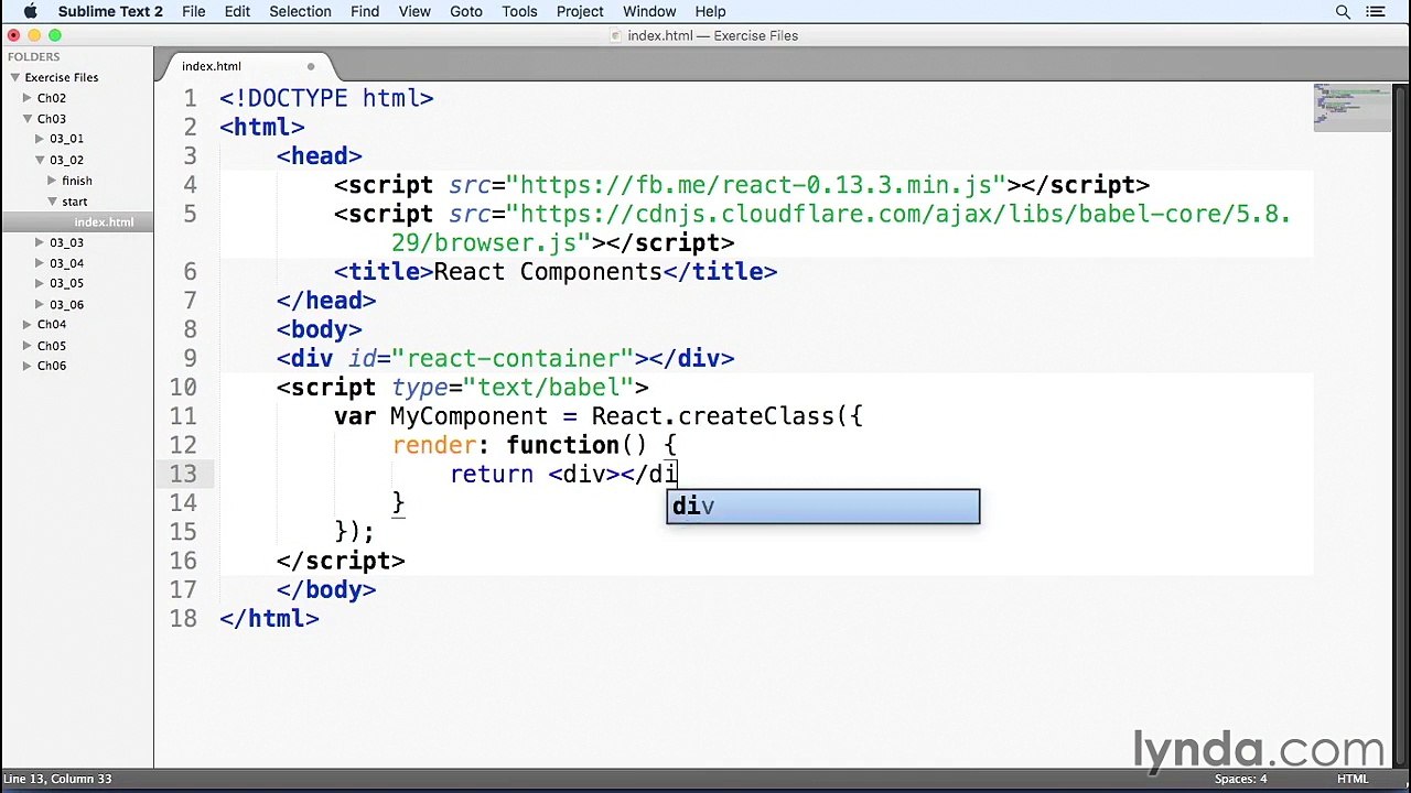 Learn React.js: The Basics 11 Creating a React component