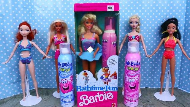 BARBIE Foam Bath Mr Bubble Bath Time Fun! Foam Soap Dress Up & Makeover + Disney Elsa DisneyCarToys