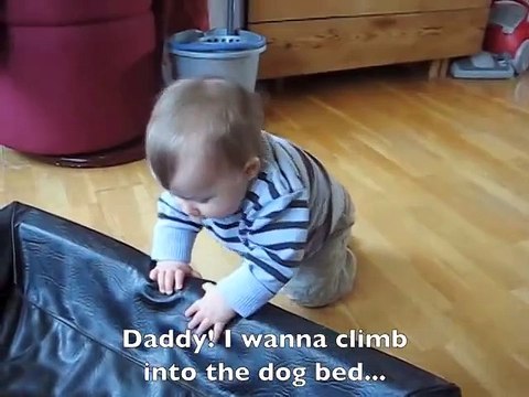 Le bébé tente de dormir dans le lit du chien, mais regardez ce que fait le chien!