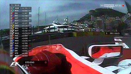 F1 Monaco 2015 FP3 Will Stevens Helmet-Cam Brief OnBoard