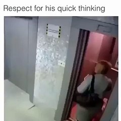 boy save the dog in lift