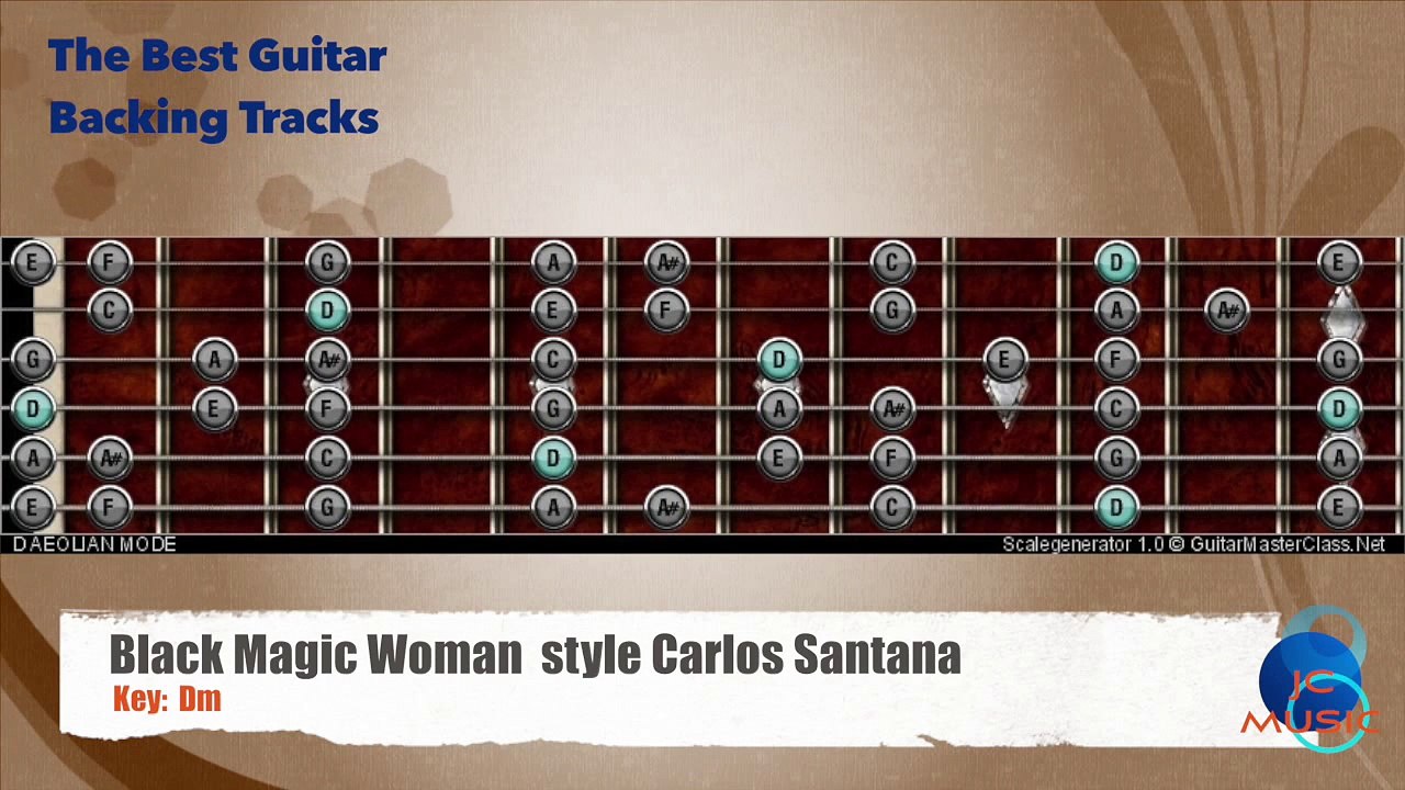 Black Magic Woman Santana Guitar Backing Track with scale map