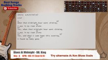 Blues At Midnight - BB. King Guitar Backing Track with scale, chords and lyrics