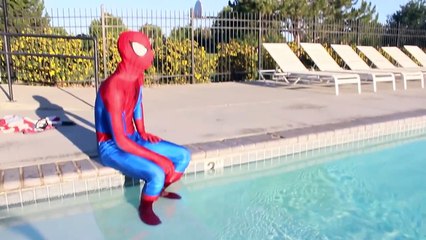 New Spiderman Bath Time in Real Life | Swimming Pool Adventure Superhero
