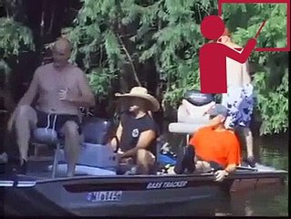 Funny Video: Rednecks Surprised By Boat Engine Backfire