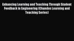 Download Enhancing Learning and Teaching Through Student Feedback in Engineering (Chandos Learning