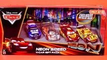 NEW 2014 Disney Cars 2 NEON RACERS Exclusive Metallic Deco Diecast Lightning McQueen Miguel Camino