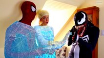 Spiderman vs Spidergirl Spiderbaby Frozen Elsa Venom Joker in Real Life - Fun SuperHero Movie 2016