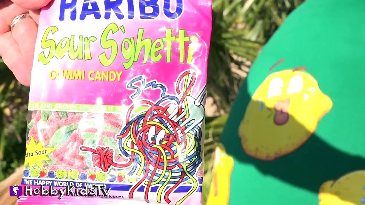 Worlds BIGGEST SOUR CANDY Surprise Egg! Spit Challenge Warheads by HobbyKidsTV