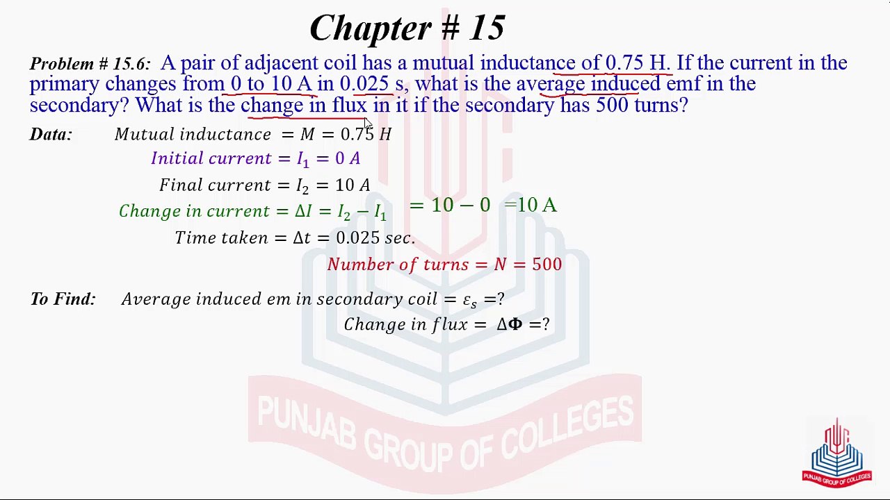 Problem No 15.6 : A pair of Adjacent coil has a mutual inductance of .....