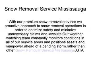 Commercial Snow Removal Toronto