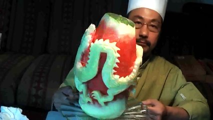 Download Video: Chinese Dragon on Watermelon Fruit Carving