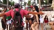 Hot Brazilian girl dancing sexy samba on the beach