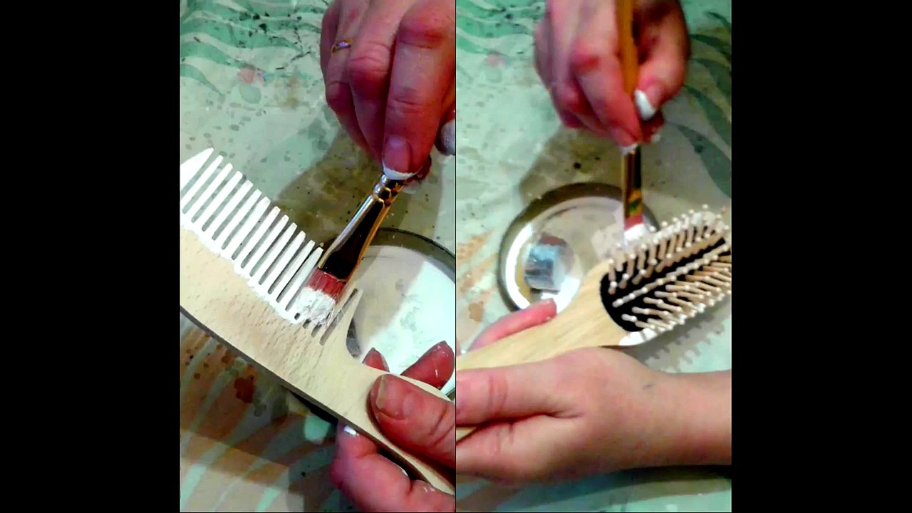 Дэкупаж расчески из салфетки