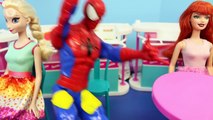 SPIDERMAN SHOWS HIS FACE!!! Disney Frozen & Barbie Dolls Parody by DisneyCarToys