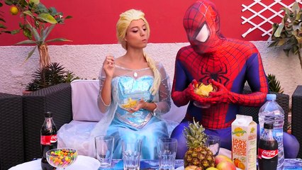Frozen Elsa VS Spiderman - Play Doh Challenge - Superhero in real life Movie