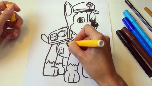 Щенячий Патруль - рисуем Гонщика. Мультик раскраска. How to draw Chase from PAW patrol.