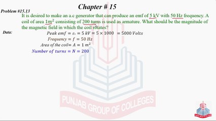 Problem No 15.13 : It is desired to make an A.C generator that can .......