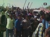 Jat protestors set bus on fire in Bharatpur