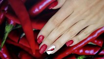 Роспись ногтей акриловыми красками - Маникюр Красный перец - Red Chili Pepper Nail Art