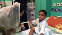 Reham Khan speaking Pashto with a child in today's Hospital visit