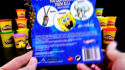 Play Doh Spongebob Krabby Patty How To Tutorial With Hot Wheels Cars Spongebob and Patrick