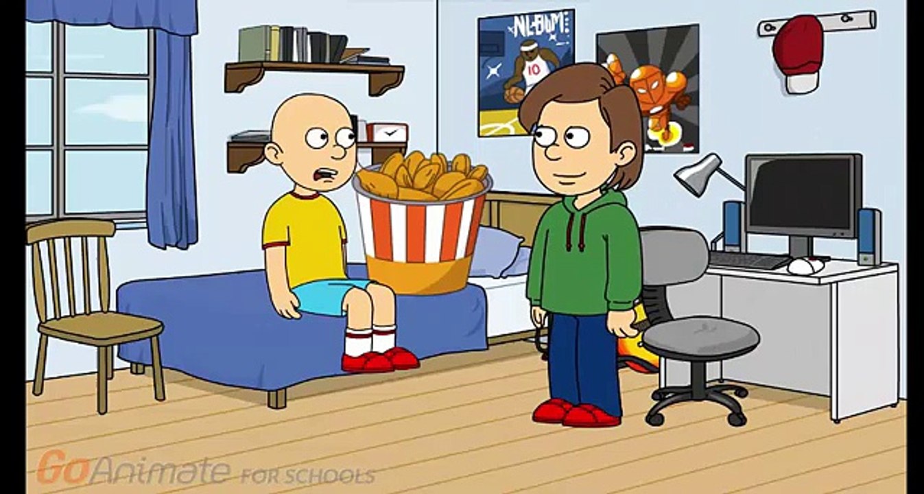 GoAnimate: Caillou records his dad/steals his chicken/punishment day - vide...